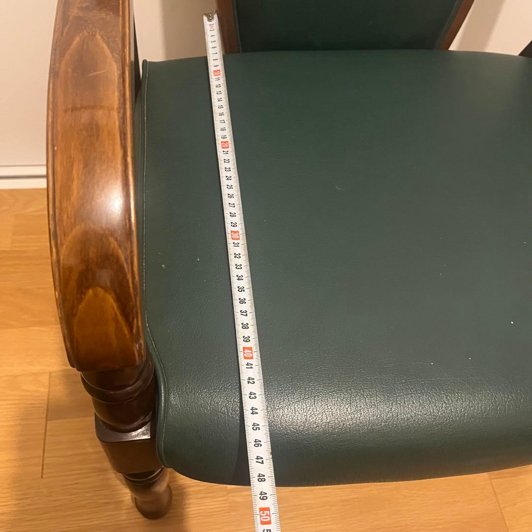 オークション美品⭐︎ カリモク アームチェア 緑レザー 木製椅子