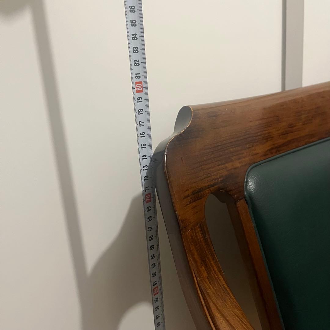 オークション美品⭐︎ カリモク アームチェア 緑レザー 木製椅子