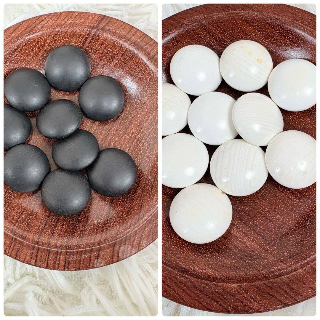 高級碁笥 極厚蛤碁石 桐箱付き 36号 那智黒 特大平型碁笥 囲碁 希少