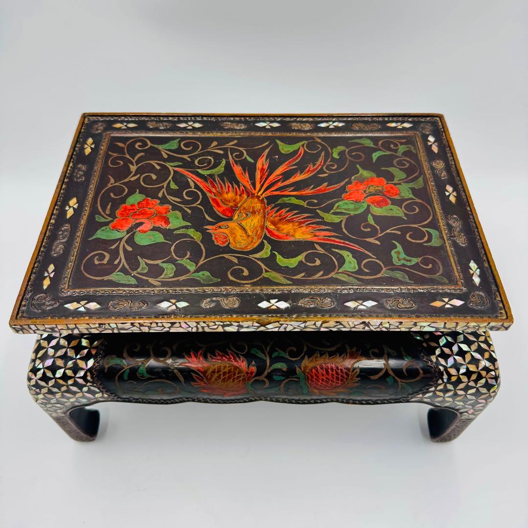 【中国美術　螺鈿青貝香炉台　花台　香台】骨董　アンティーク　インテリア