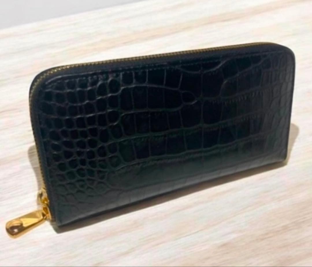 新品未使用】金運UP⭐︎高級感クロコダイル型押し黒長財布｜大容量