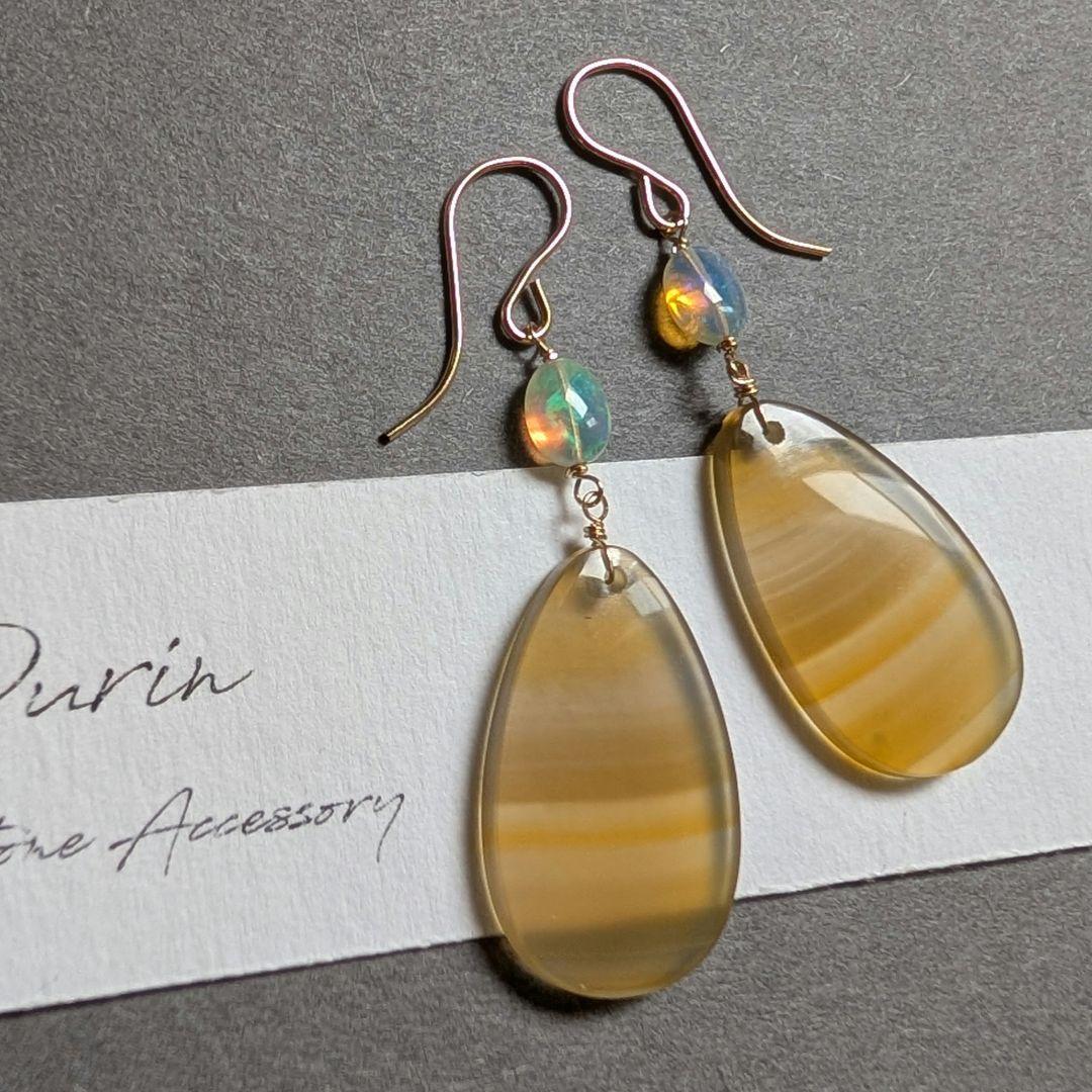 アイリスアゲート オパール ピアス