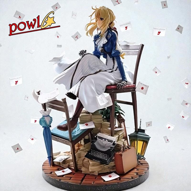 ヴァイオレット・エヴァーガーデンフィギュア 椅子に座りタイプライターや手紙傘等
