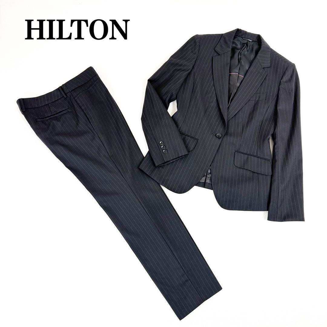 【美品】HILTON セットアップ パンツ スーツ ブラック 11号 ウール