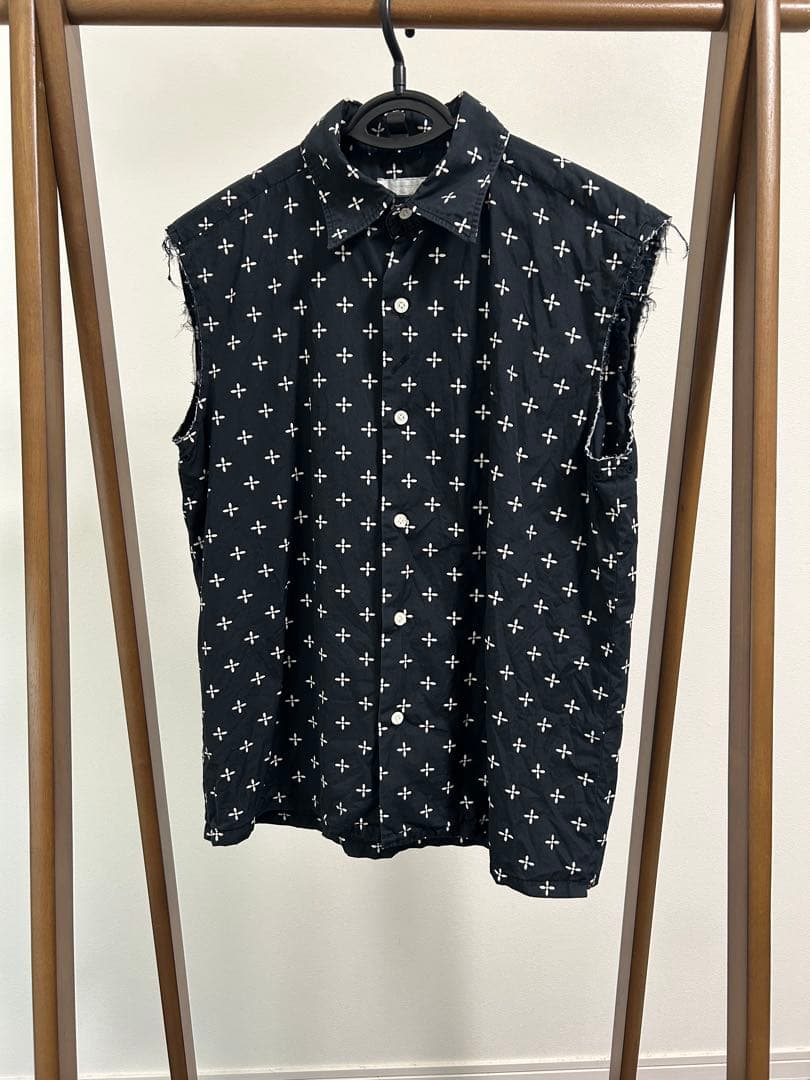 NUMBER NINE ノースリーブシャツ 黒 クロス柄 サイズ3（Ｍ）