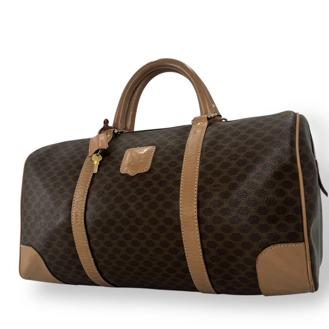 オールド　セリーヌ　マカダム柄　ボストンバッグ　トリオンフ　南京錠　旅行バッグ