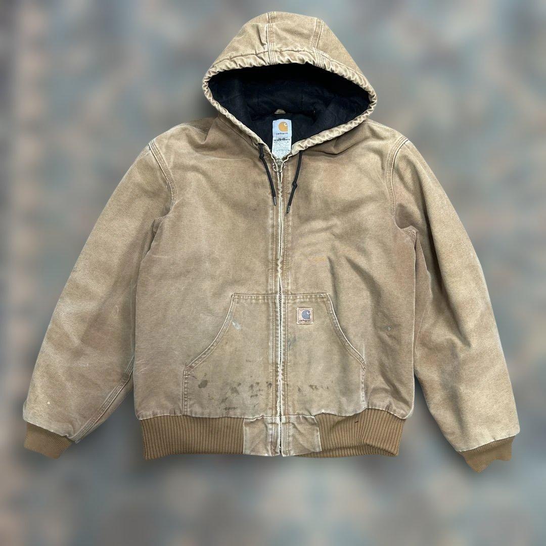 Carhartt アクティブジャケット ブラウン フェード ボロ 雰囲気