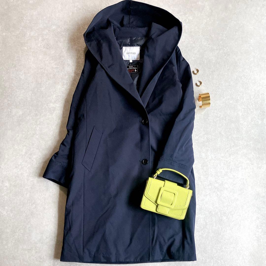 美品 アンタイトル ホワイトダックダウンフーデッドコート 超軽量 ノンステッチ