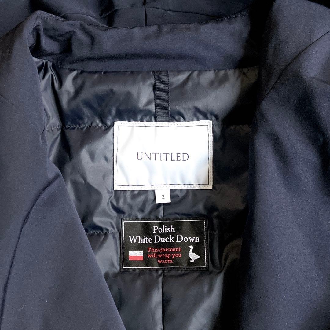 美品 アンタイトル ホワイトダックダウンフーデッドコート 超軽量 ノン