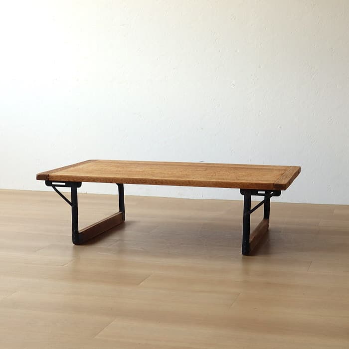 アンティーク ラワン材 折り畳み ローテーブル ちゃぶ台 古家具 レトロ