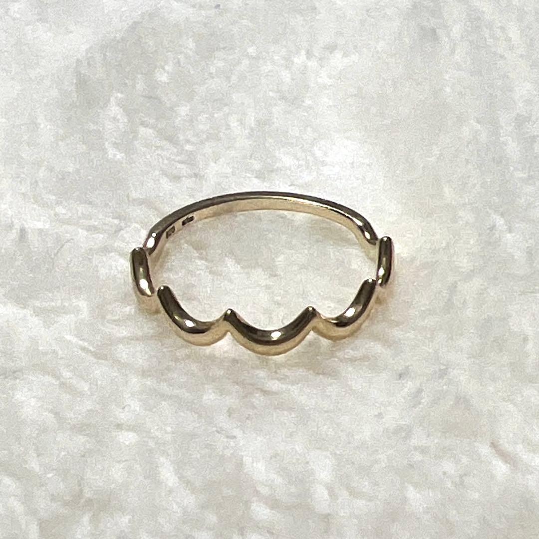 フリルリング 9号【エテ】K10 ゴールド レース ドレープ