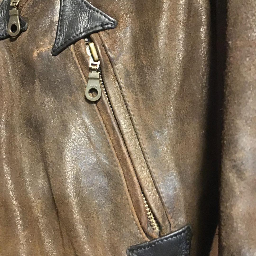 ユーロ ビンテージ ダブルライダース レザー ステンシル ペイント