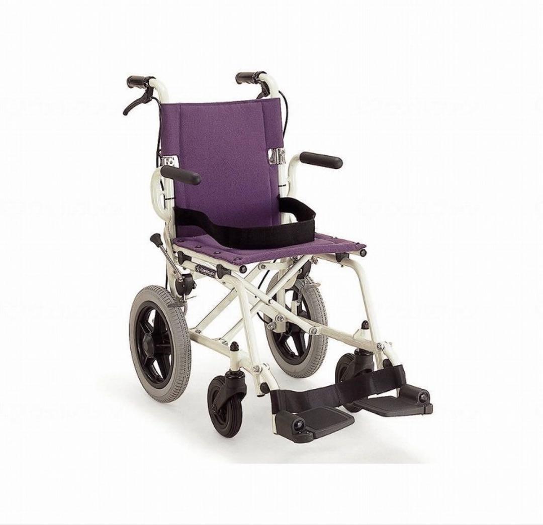 カワムラサイクル 携帯型 介助用簡易車いす 旅行車椅子 プラムカラー