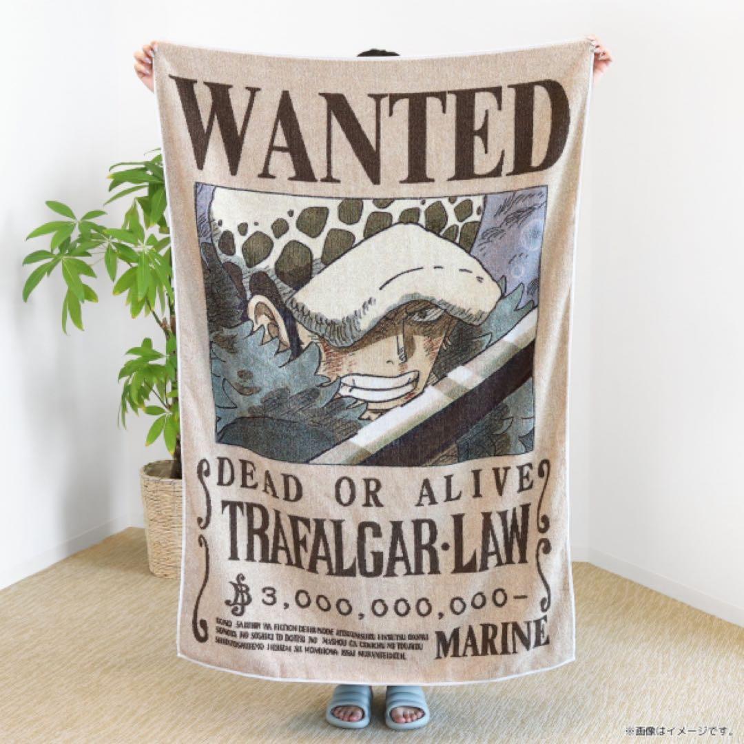 トラファルガー・ロー 大判タオル　手配書　五彩織ビッグタオル