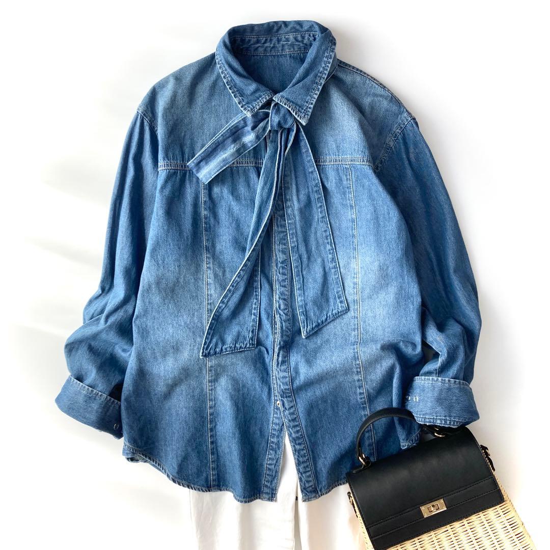 美品 コラージュガリャルダガランテ Q.anos ボウタイデニムシャツ