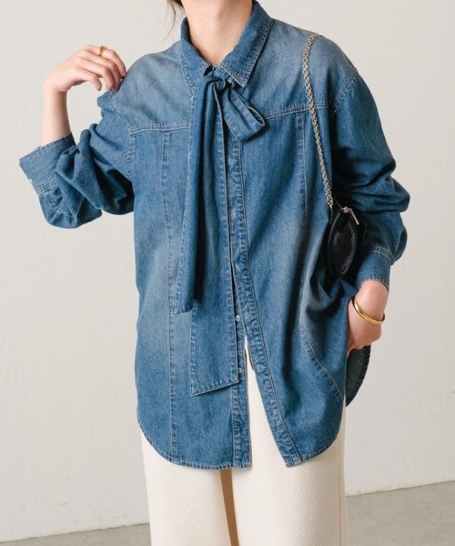 美品 コラージュガリャルダガランテ Q.anos ボウタイデニムシャツ