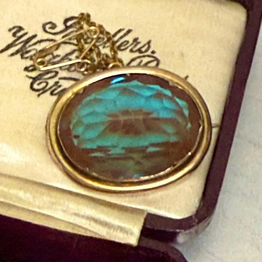 アンティーク　サフィレット　特大オーバル　ブローチ　ペンダントトップ　2ウェイ