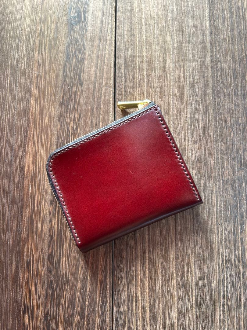 ☆ふくページ　コードバン　バーガンディ　コンパクトウォレット