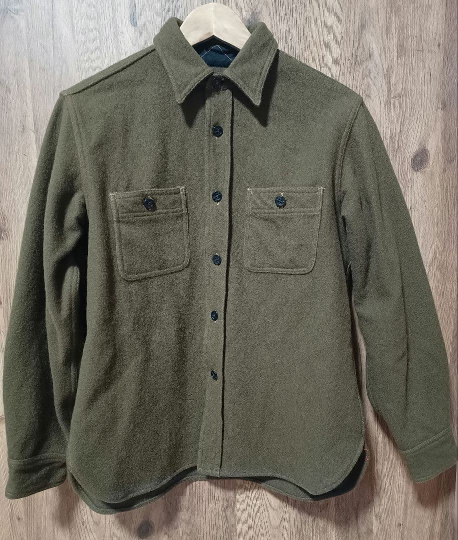 シュガーケーン　CPO NAVY SHIRT オリーブ色 Lサイズ