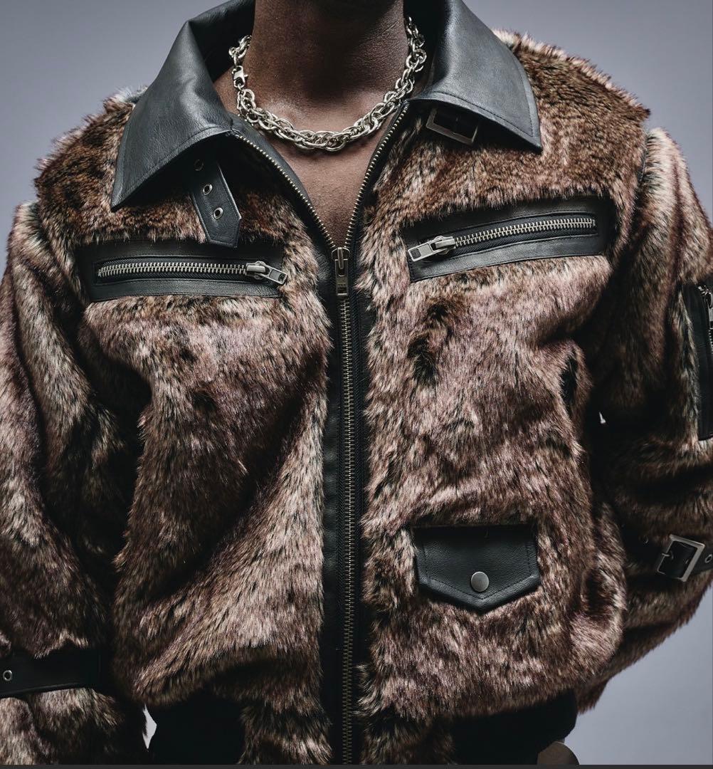 ジャケット・アウター ANDER HUNK Switch Design Faux Fur Jacket