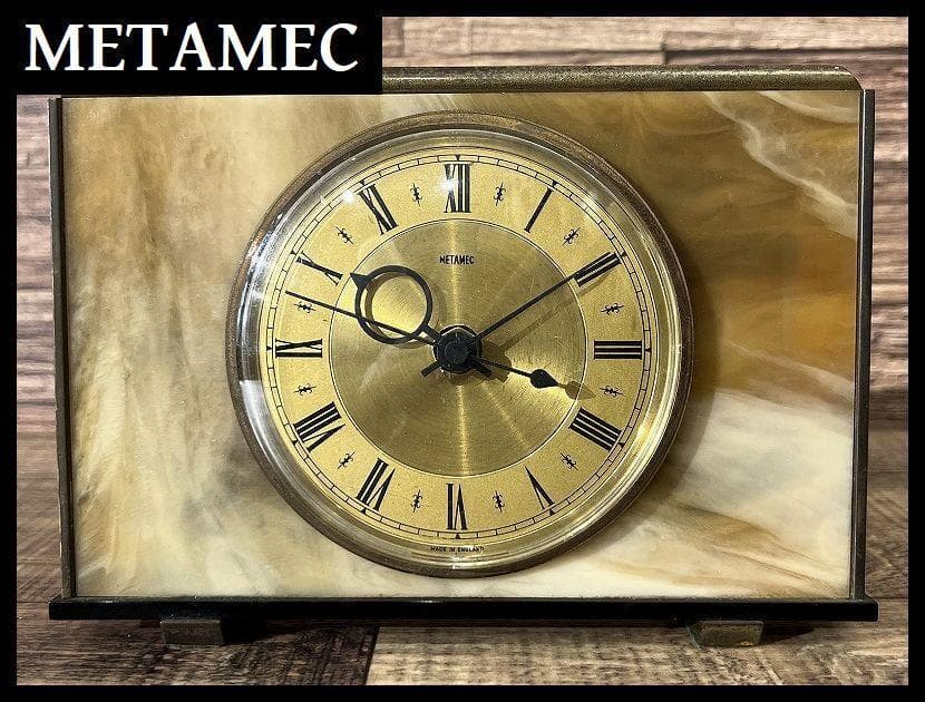 希少 メンテ済 英国製 MATAMEC 大理石 真鍮 コンビ ビンテージ 置時計 真鍮時計（エッチング浮文字） Mサイズ（22センチ） | sunny side