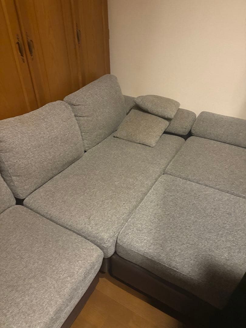 グレー L字型ソファ 3クッション付き　家具　ソファー　ベット ソファー 3人掛け ソファ L字 ソファベット おしゃれ 北欧 ダイニング