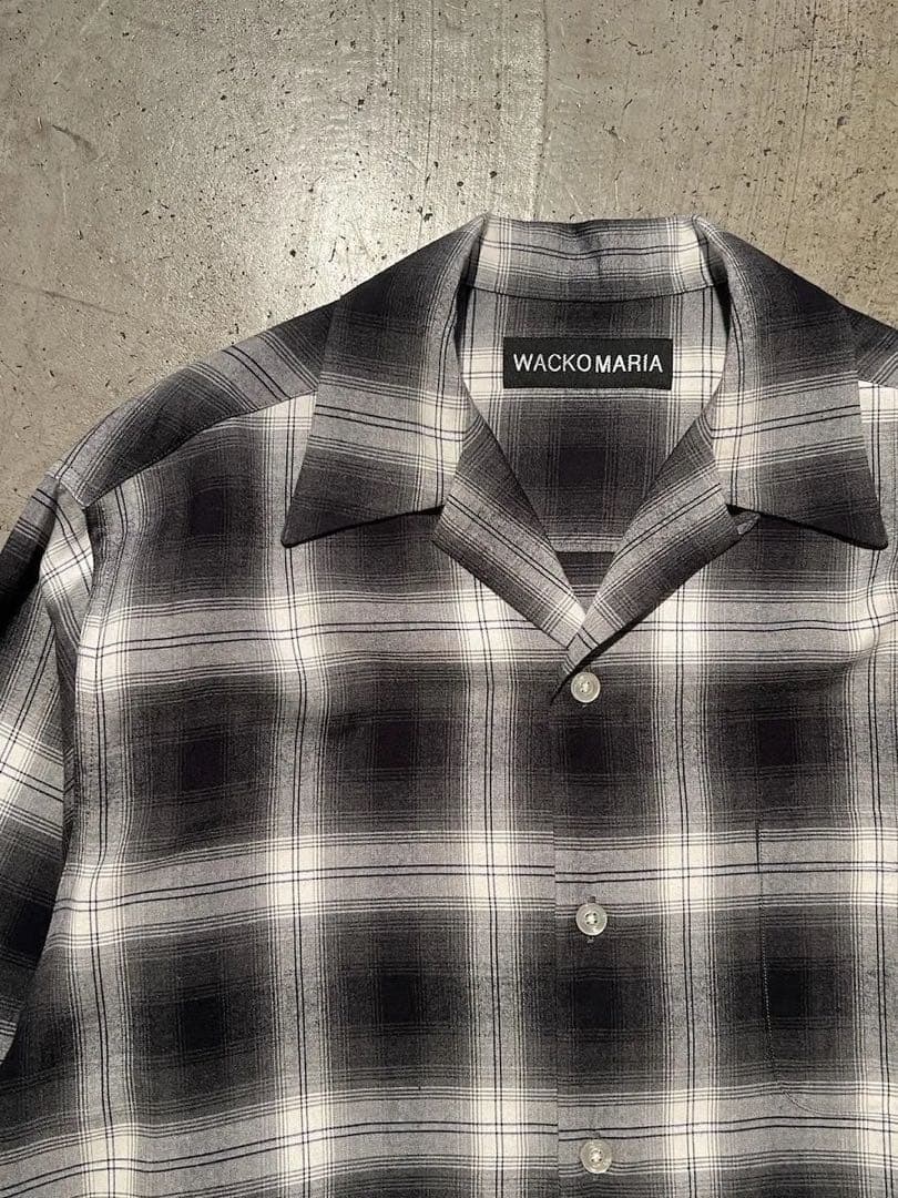 新品 XL 26ss ワコマリア オンブレ オープンカラー チェック シャツ
