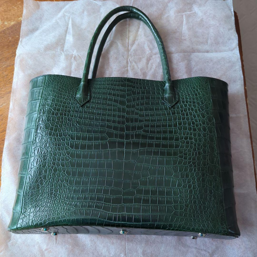 【未使用・レア】ストラスブルゴ　ポロサスクロコトートバッグ グリーン クロコダイル トートバッグ ポロサス メンズ レディース 本革 緑
