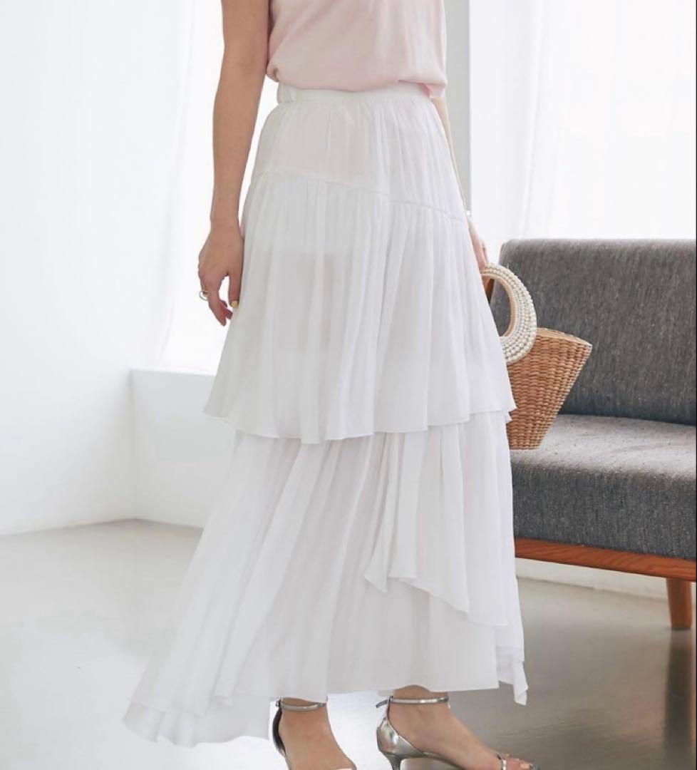 ラブティックボンボン　イレヘムティアードスカート　ホワイト 36サイズ