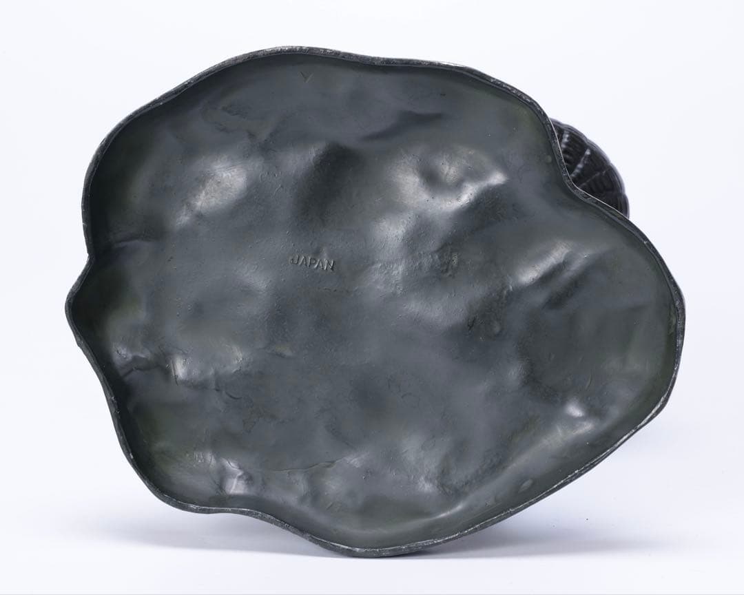 金属製 農夫像 魚籠 竹竿 裸足の老人 人物像 置物 ブロンズ調 彫像