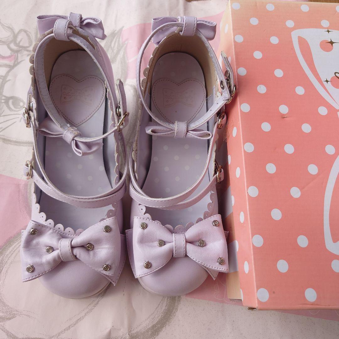 Angelic Pretty 宝石リボンシューズ ラベンダー - メルカリ