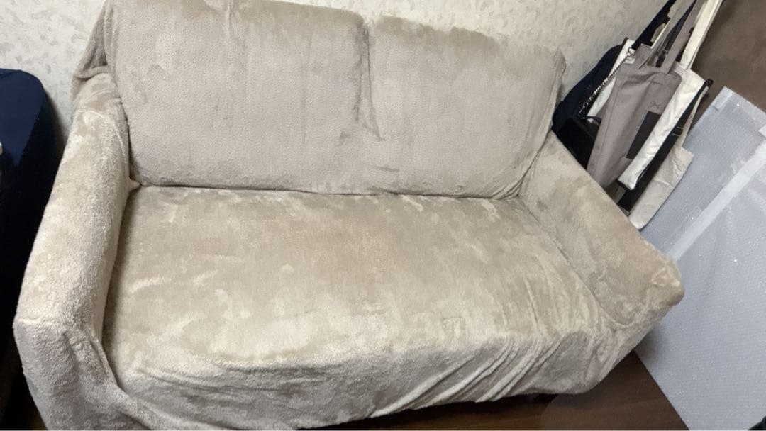 ベージュ ファブリック 2人掛けソファ