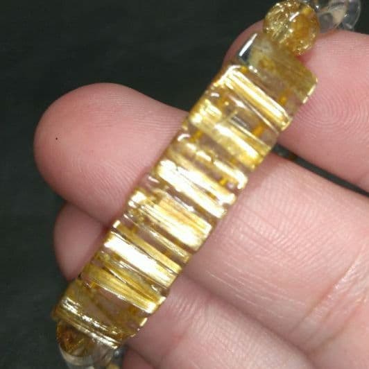 阿-⑯【タイチンルチル✖️水晶】約10㍉幅 17.5㌢