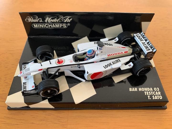 直筆サイン入り ミニチャンプス 佐藤琢磨 BAR 003 TEST CAR