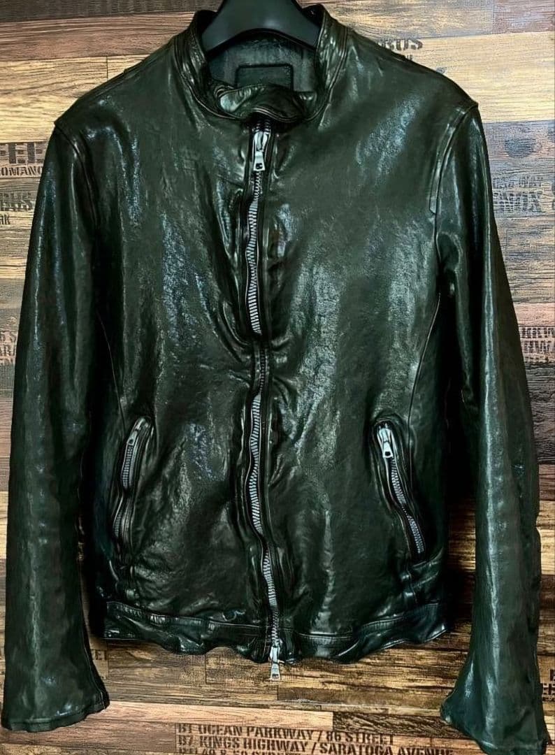 バックラッシュ ジャパンホースレザー シングルライダース Ｌサイズ BACKLASH（バックラッシュ） インディアンゴート製品染めUSED加工