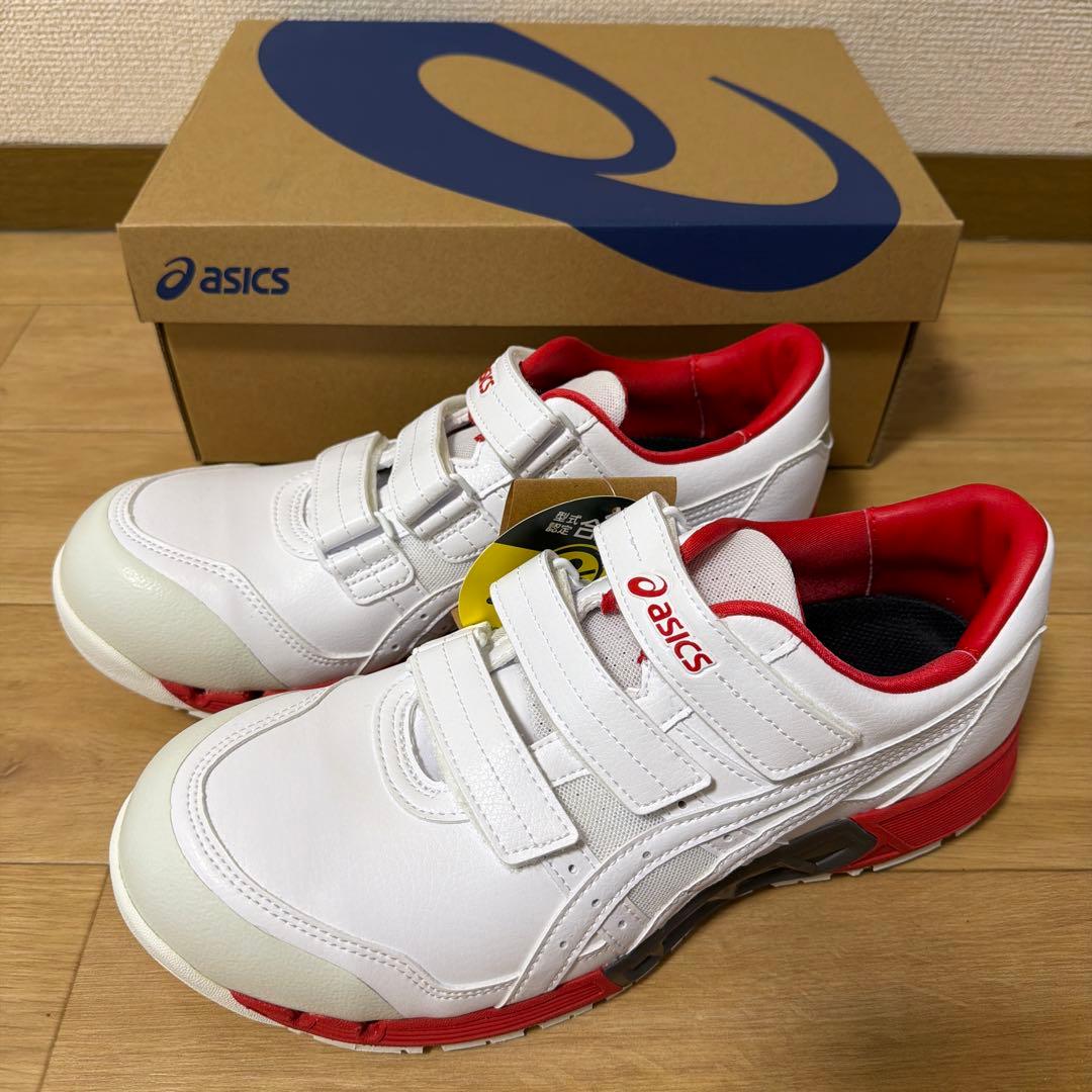 【新品】asics 安全靴 ホワイト/レッド ベルクロ