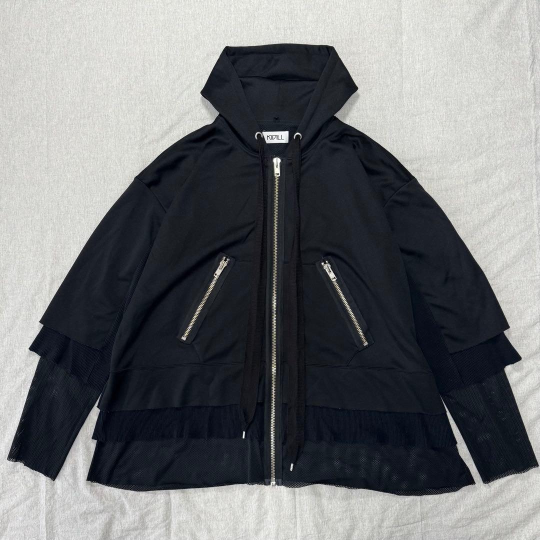 狂気】KIDILL 刺繍 メッシュ パーカー 黒 FREE オーバーサイズ - メルカリ