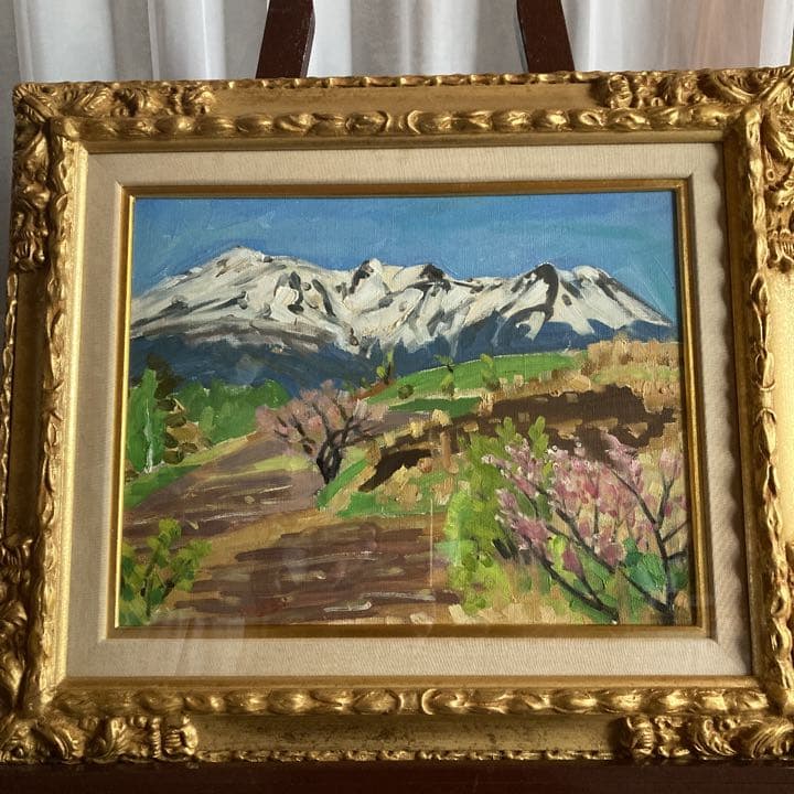 片山芳樹　五月の木曽御岳　油彩　一点もの