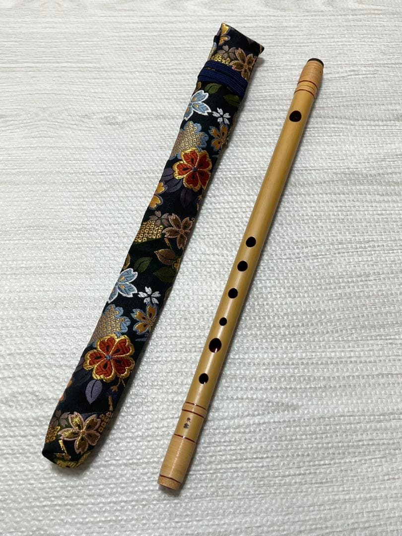 篠笛　ケース付き　八本調子　6穴　ドレミ調　大塚竹管楽器 獅子田 竹峰 彫込 両巻き - 獅子田流 篠笛「大塚竹管楽器」