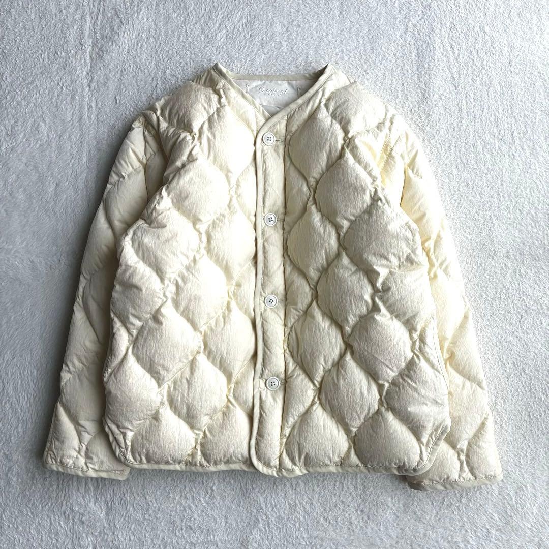 美品 オーシバル Bshop 撥水 キルトダウンカラーレスジャケット 2 生成り 美品 オーシバル Bshop 撥水 キルトダウンカラーレスジャケット 2 生成