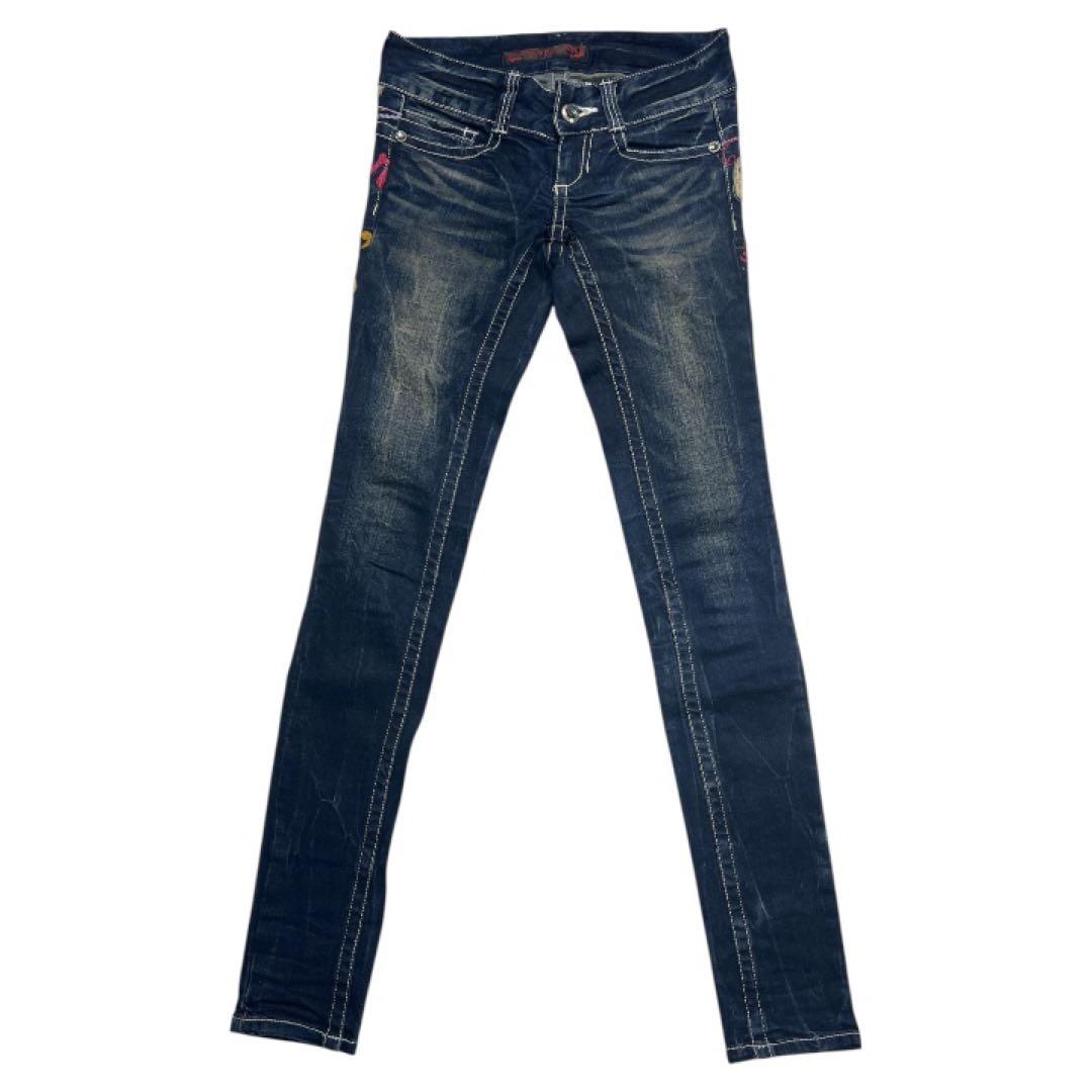 レッドペッパー×エドハーディー スカル ロゴ刺繍 色落ち加工