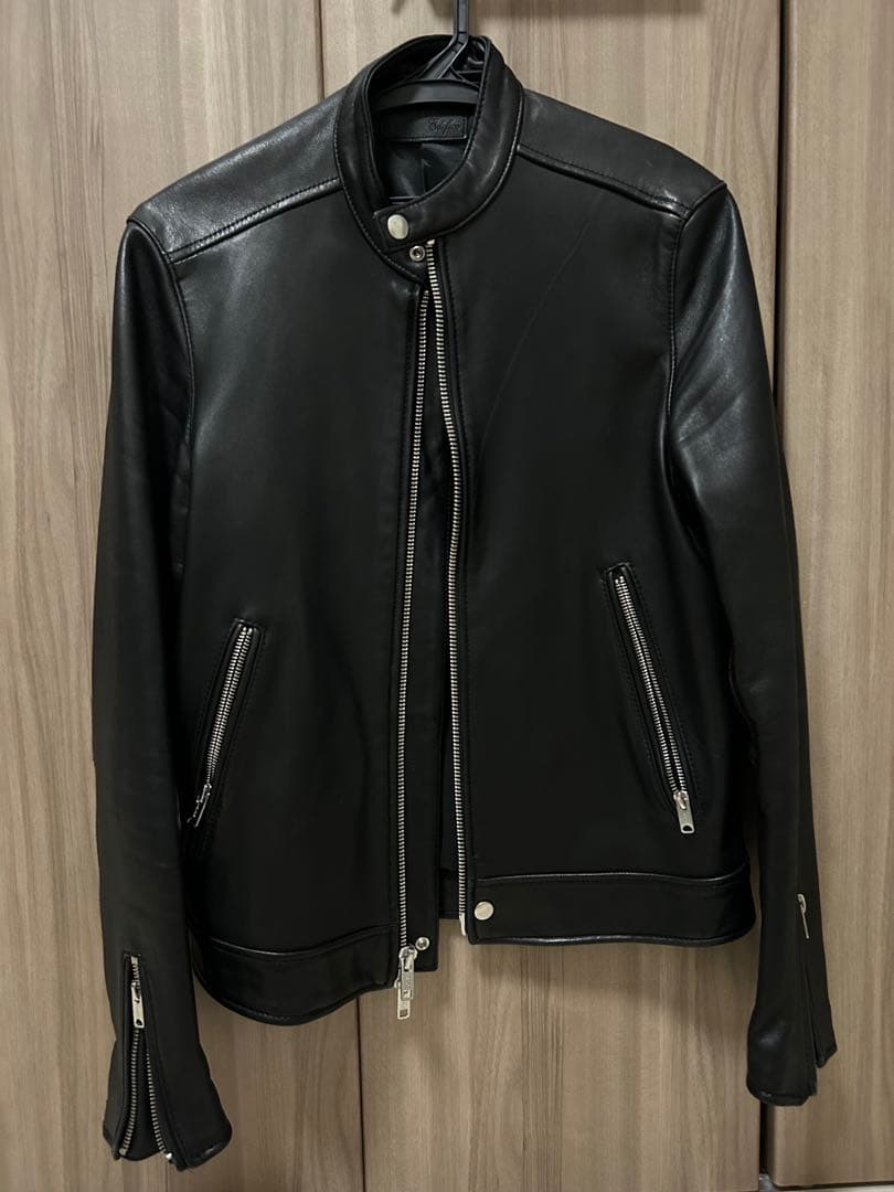 ÉDIFICE ブラックレザーライダースジャケット L EDIFICE（エディフィス） 革ジャン ライダース ナッパレザー シングル