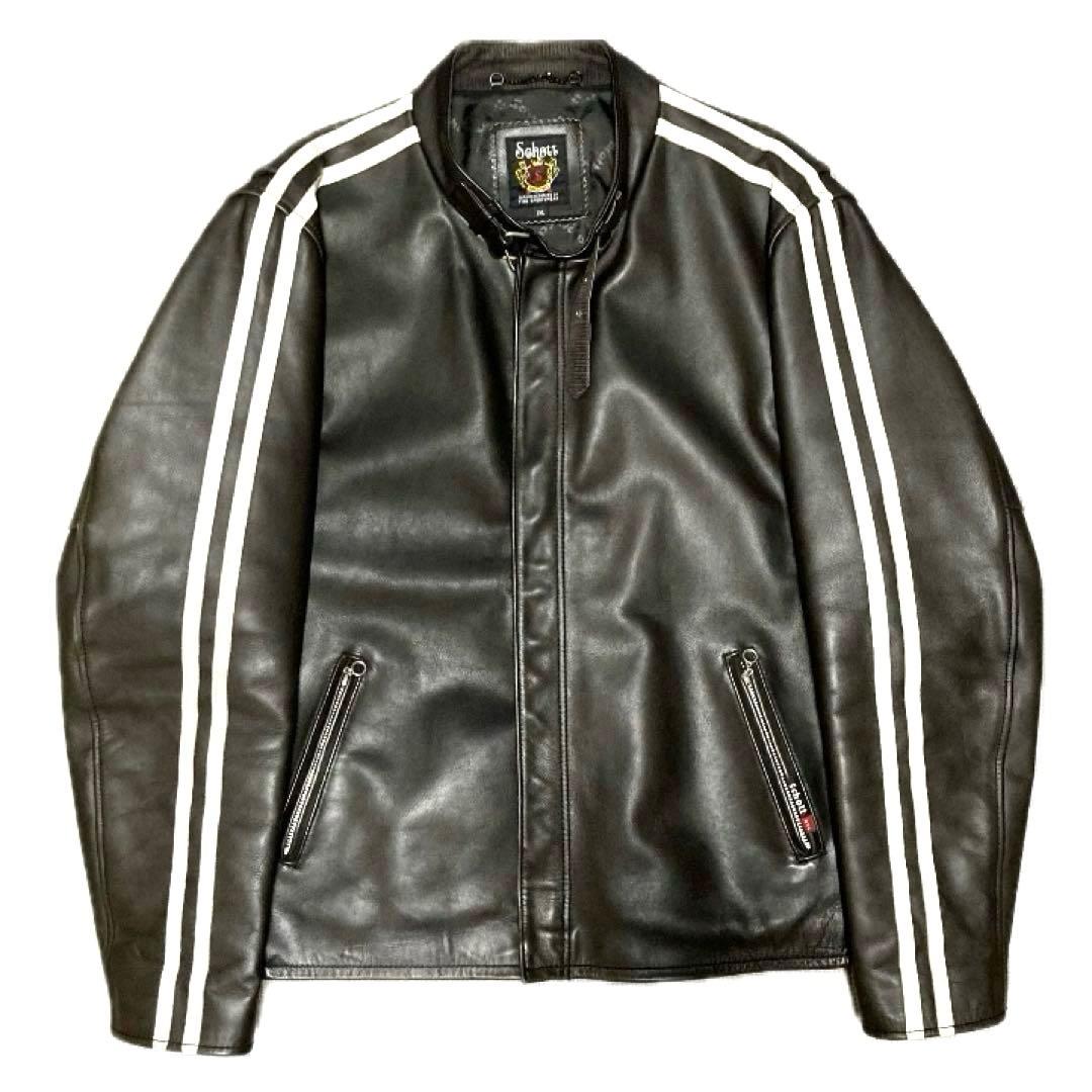 Schott ショット シープスキン シングルライダース ジャケット 2XL 黒