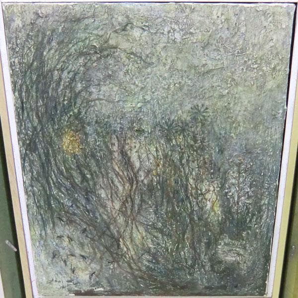 真作保証 藤本俊子　野原にて 草原　昭和44年　油絵　額縁52㎝×60㎝　北海道