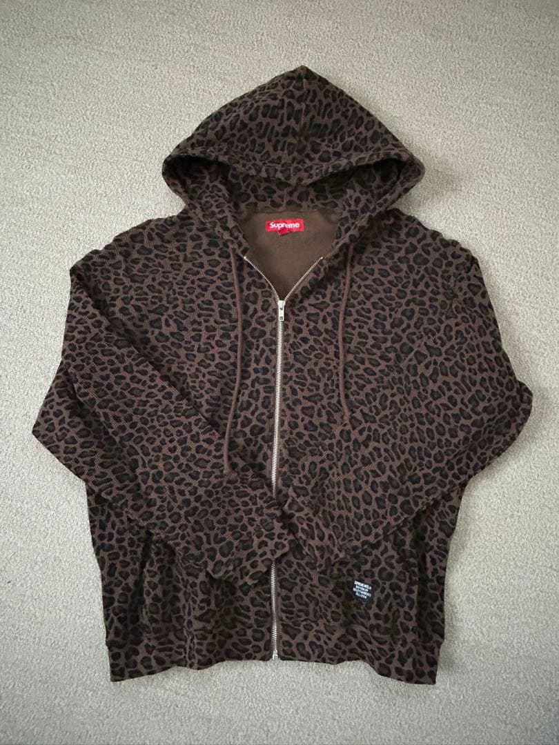 トップス Supreme Hooded Zip Up Thermal Leopard S