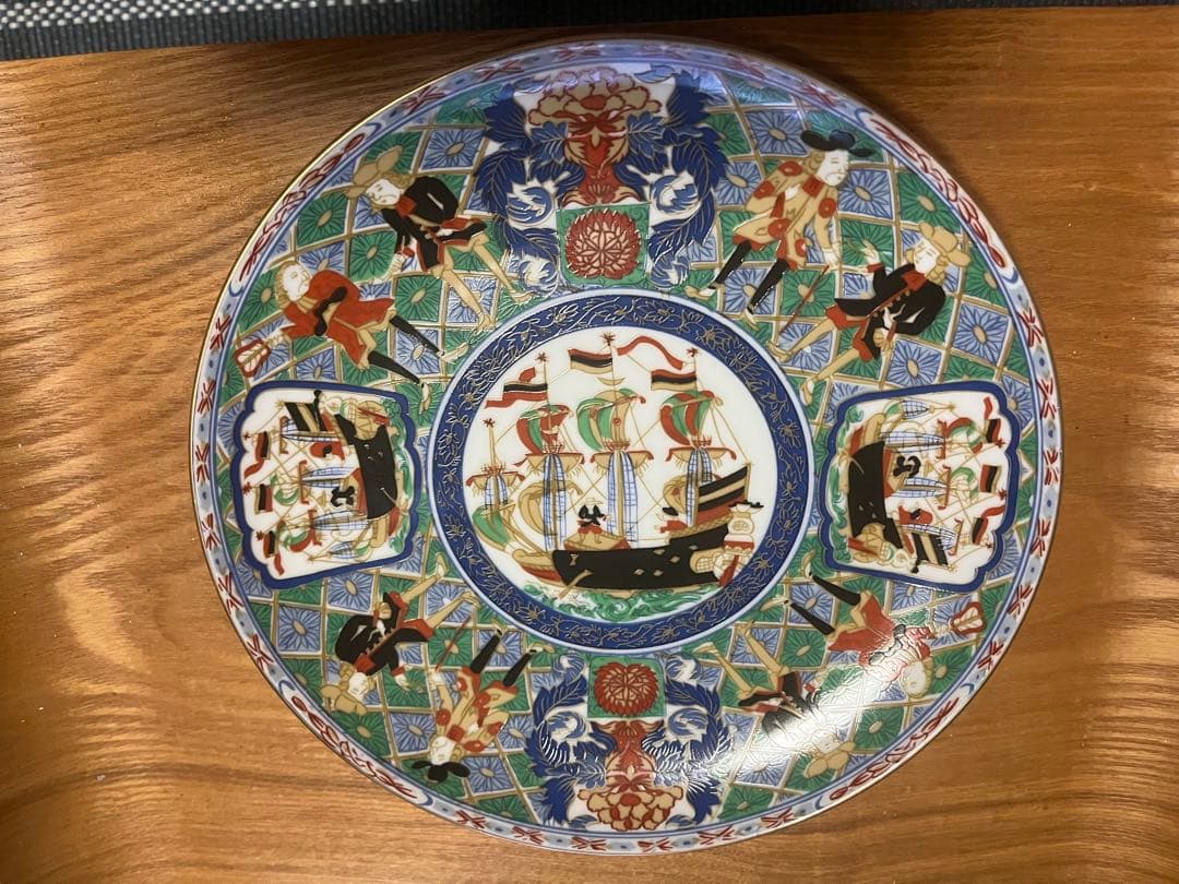 有田焼　ヤマト　伊万里絵付け　オランダ船南蛮人皿 23cm 5枚セット