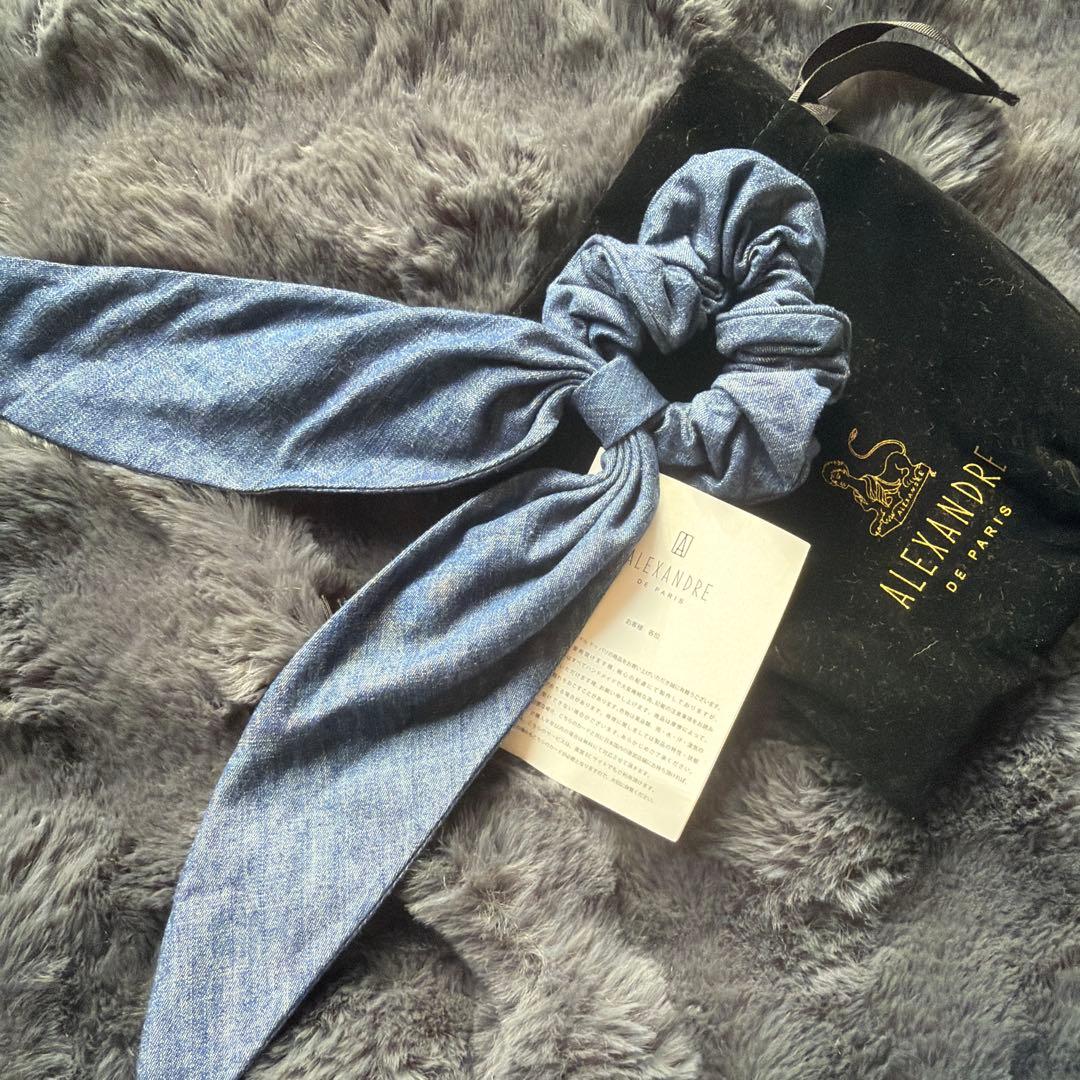 ベ*ス様 ALEXANDRE de paris デニムカラー ヘアシュシュ
