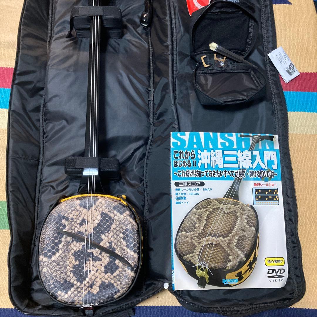 三線 DVD付き スターターセット 沖縄本島柄人工革