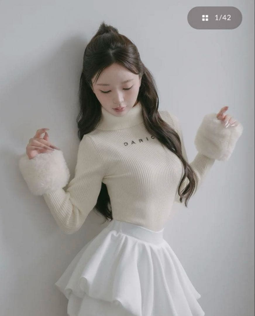 darich ダーリッチ　スムースファーリブニットトップス