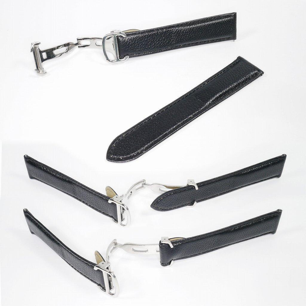 Cartier カルティエ対応 レザーベルト Dバックル付き ブラック 17mm